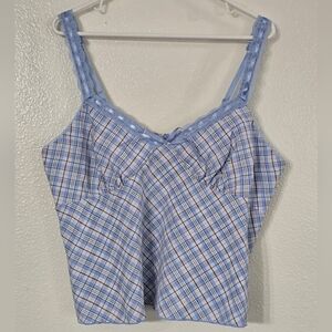 Y2K Babydoll Cami Top XXL Blue Lace NWT No Boundaries Grunge Coquette